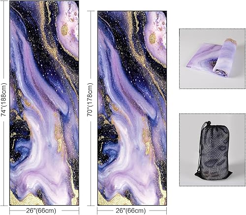 Miniatura 9 de QIYI Toalla grande para esterilla de yoga con bolsillos en las esquinas, toallas de yoga antideslizantes que absorben el sudor, mantas de yoga