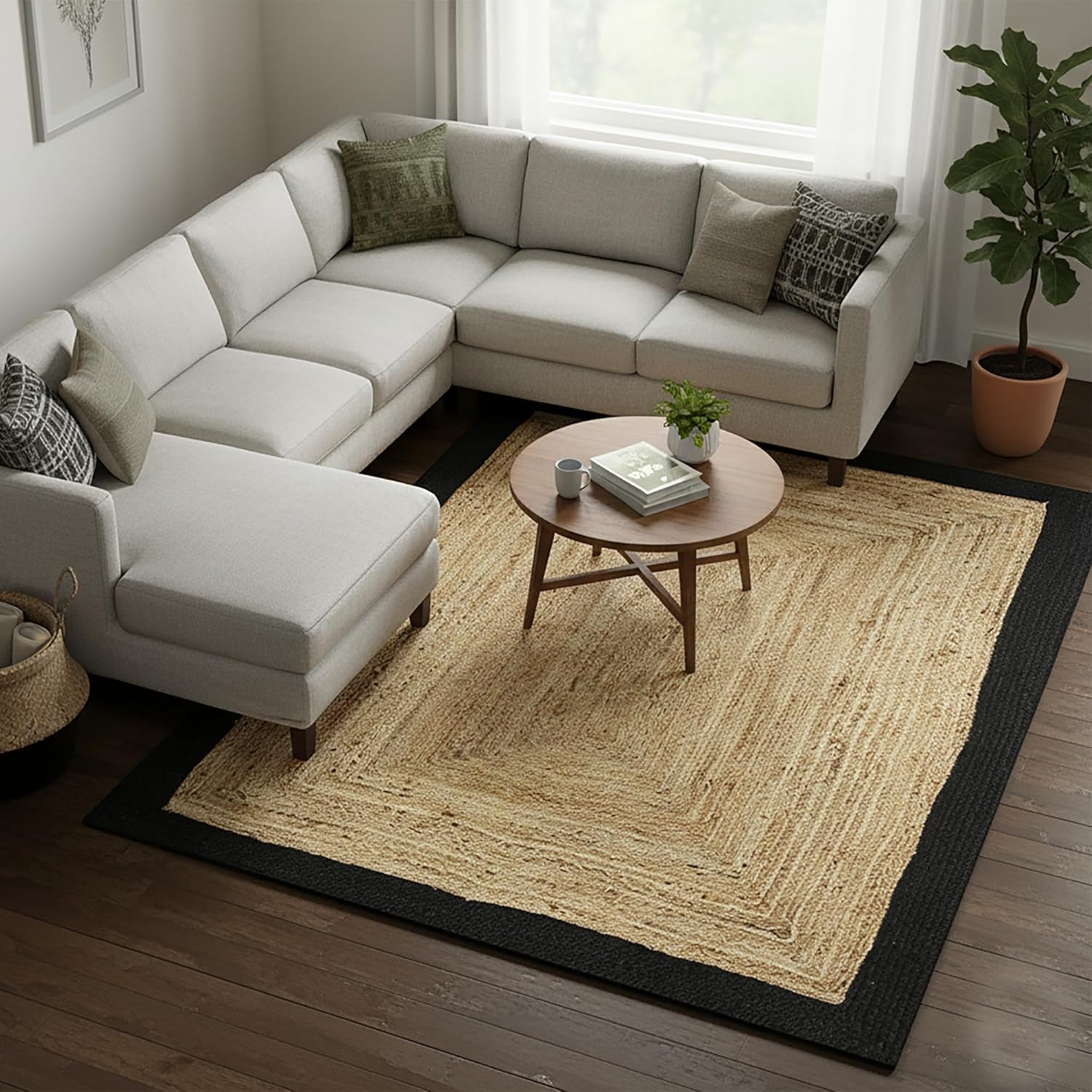 Collection Runner Rug - 4x20 Ft Jute Runner Area Rug Kitchen Runner Rug Indoor Runner Rug Hallway Runner Rug Boho Runner Rug Jute Kilim Runner Rug Outdoor Runner Area Rugs, Black Beige
