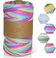 AOKISY 3mm x 109 Yards Rainbow Ombre Macrame Cord 100% Cotton Rope for Plant Hangers, Wall Hangings, Dreamcatchers & Crafts