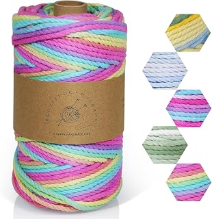 AOKISY 3mm x 109 Yards Rainbow Ombre Macrame Cord 100% Cotton Rope for Plant Hangers, Wall Hangings, Dreamcatchers & Crafts