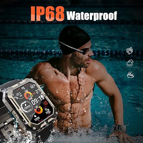 Miniatura 8 de meoonley Military Smartwatch for MenSport Watch with AnswerMake Call IP68 Fitness Tracker Pedometer HeartRate Monitor SpO2 for Outdoor Enthusiasts