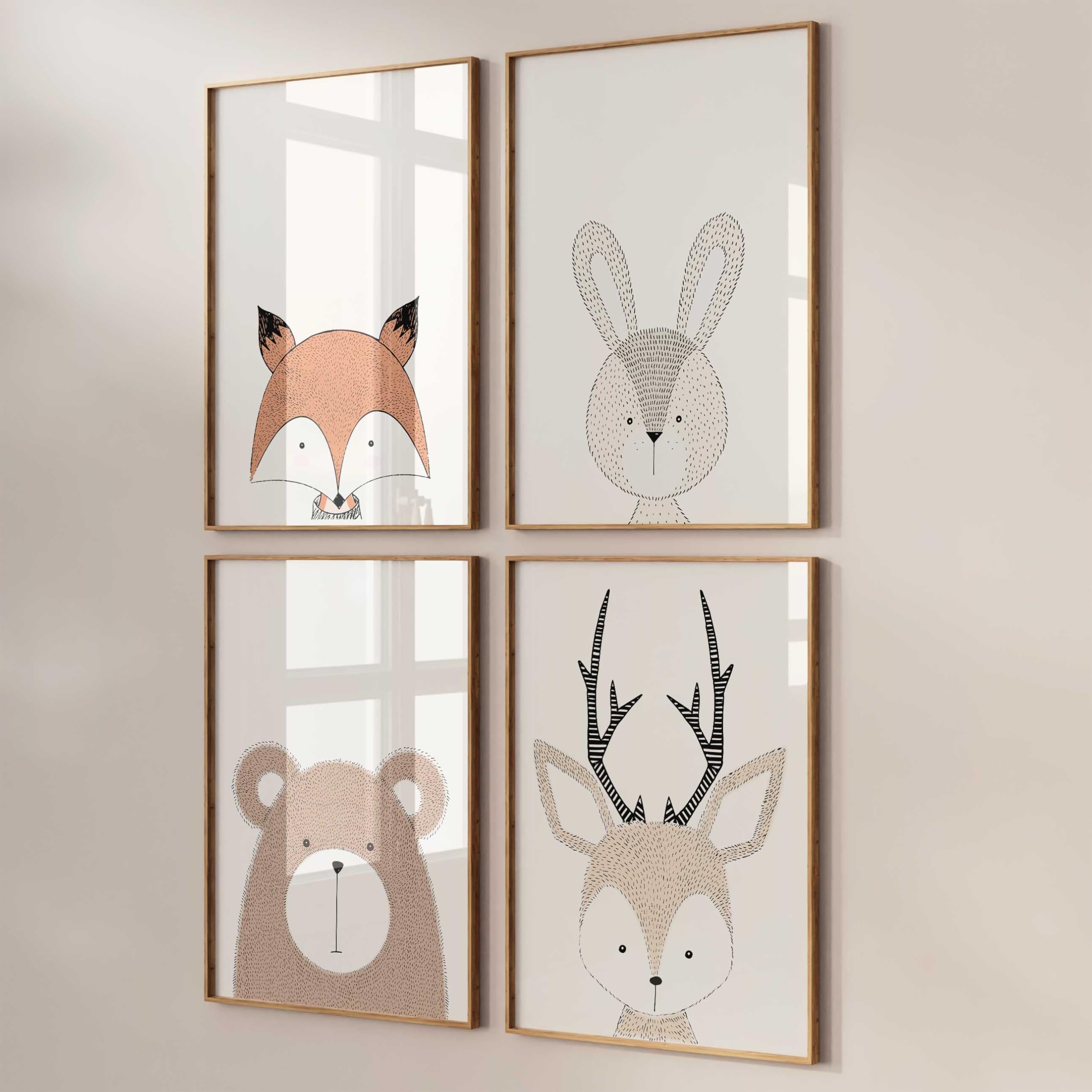 WANDKIND P715 - Lot de posters pour chambre d'enfant - Motif animaux de la forêt - Tableau mural - Format A3-29,7 x 42,0 cm - Sans