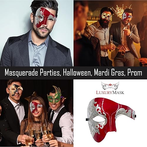 Miniatura 4 de Máscara de mascarada para hombre, máscara del fantasma de la ópera, máscara de baile de graduación, Mardi Gras, Haloween veneciano, media cara