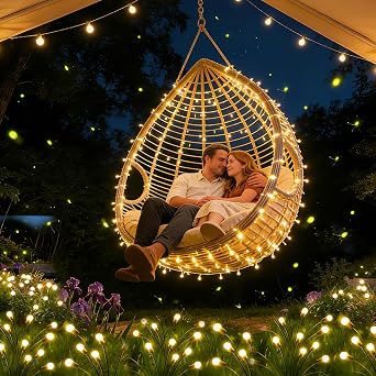 Solar Lights Outdoor Waterproof,Garden Patio Decorative Lights,Firefly Lights for Patio Lawn,Landscape Lighting Large Bulbs,Starlight Windswept Lights,Great Gift for Women for Gardening,4 Pack,40 LEDs