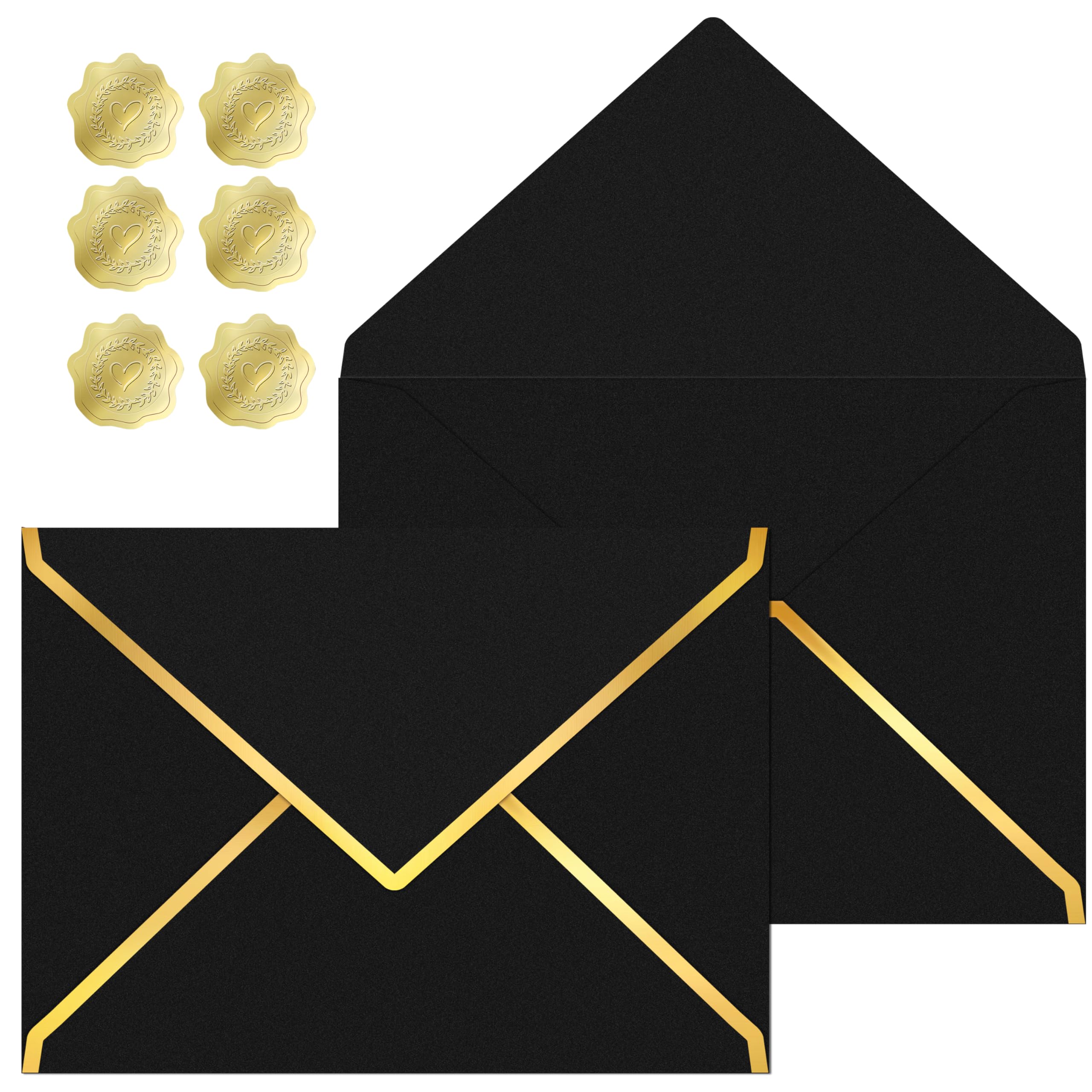 30 Pieces 5 x 7 Inches A7 Envelopes with V Flap Gold Foil Border, for Office, Business Envelopes Colored Envelopes for Gift Cards, Money,Wedding,