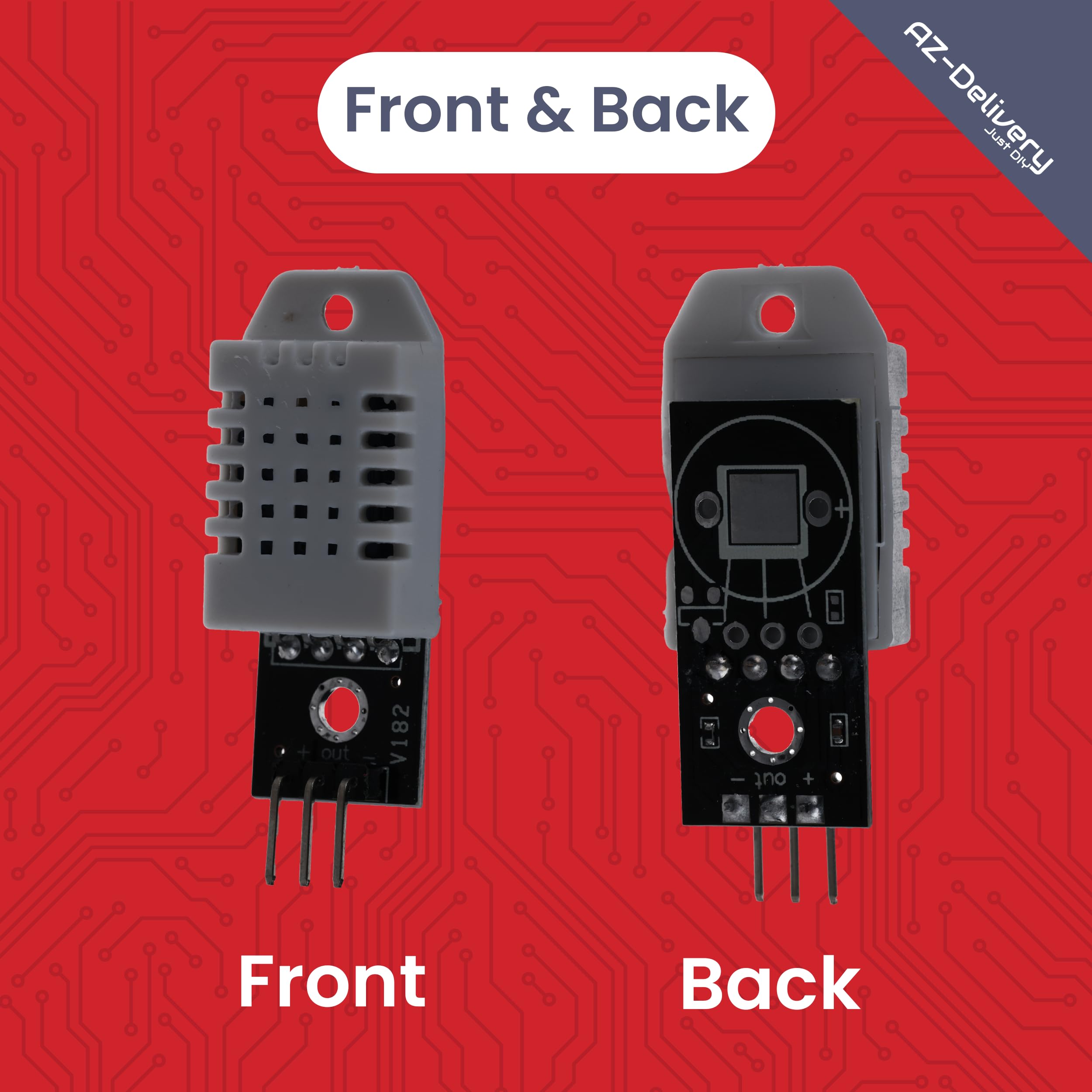AZDelivery 3 x DHT22 moduł czujnika temperatury i wilgotności powietrza z wyjściem cyfrowym – kompatybilny z Arduino, Raspberry Pi, ESP32, precyzyjny czujnik wilgotności 0–99%, -40–125°C