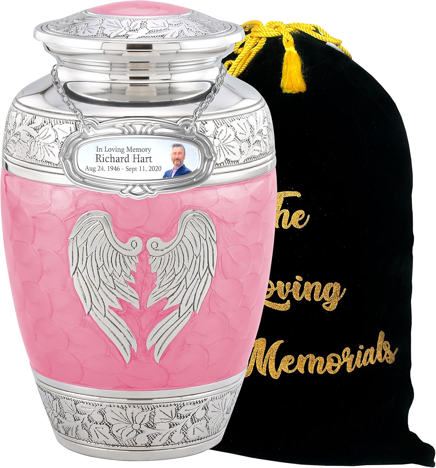 Angel Wings Pink Cremation Urn for Human Ashes Adult for Funeral