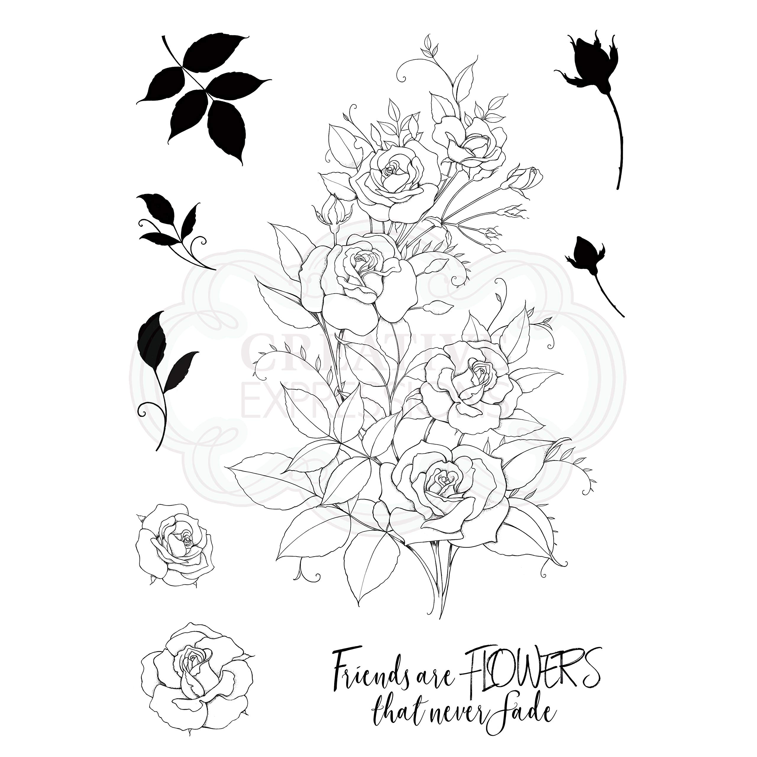 Pink Ink Designs Transparent Rambling Rose-Clear Stamp Set, A5,