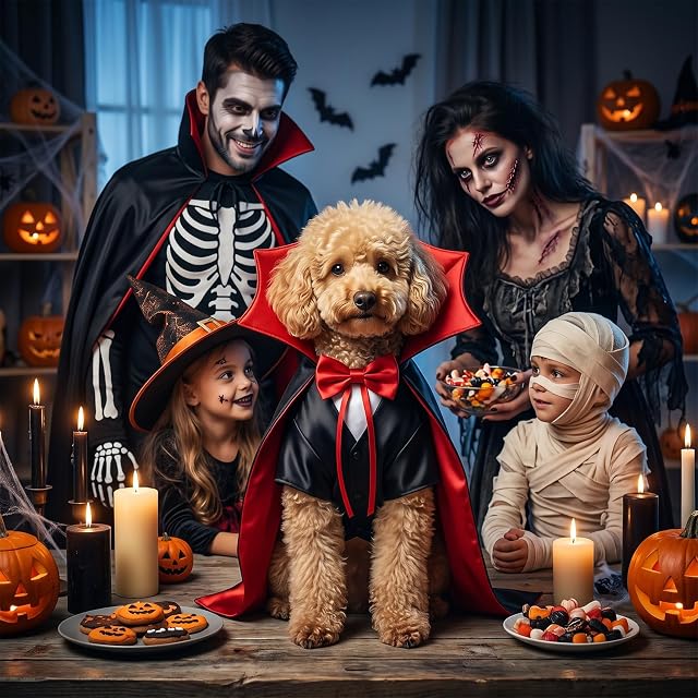 Foto 7 de 7 de SINAYREK Disfraz Carnaval Perro Vampiro Capa Cuello Alto Talla única