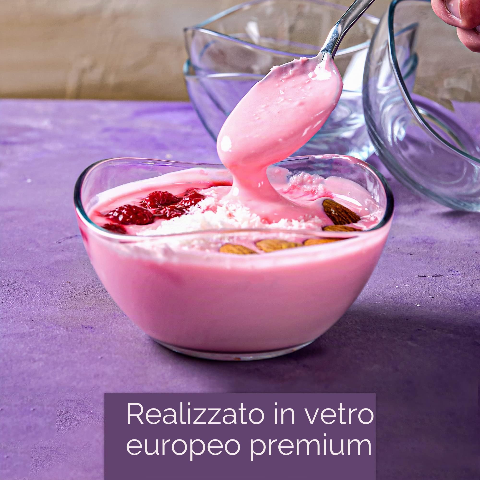 CRYSTALIA Set 6 Ciotole in Vetro per Dessert, 215ml 100% Senza Piombo, Bicchieri per Gelato, Tazza da Immersione, Snack Salse Caramelle