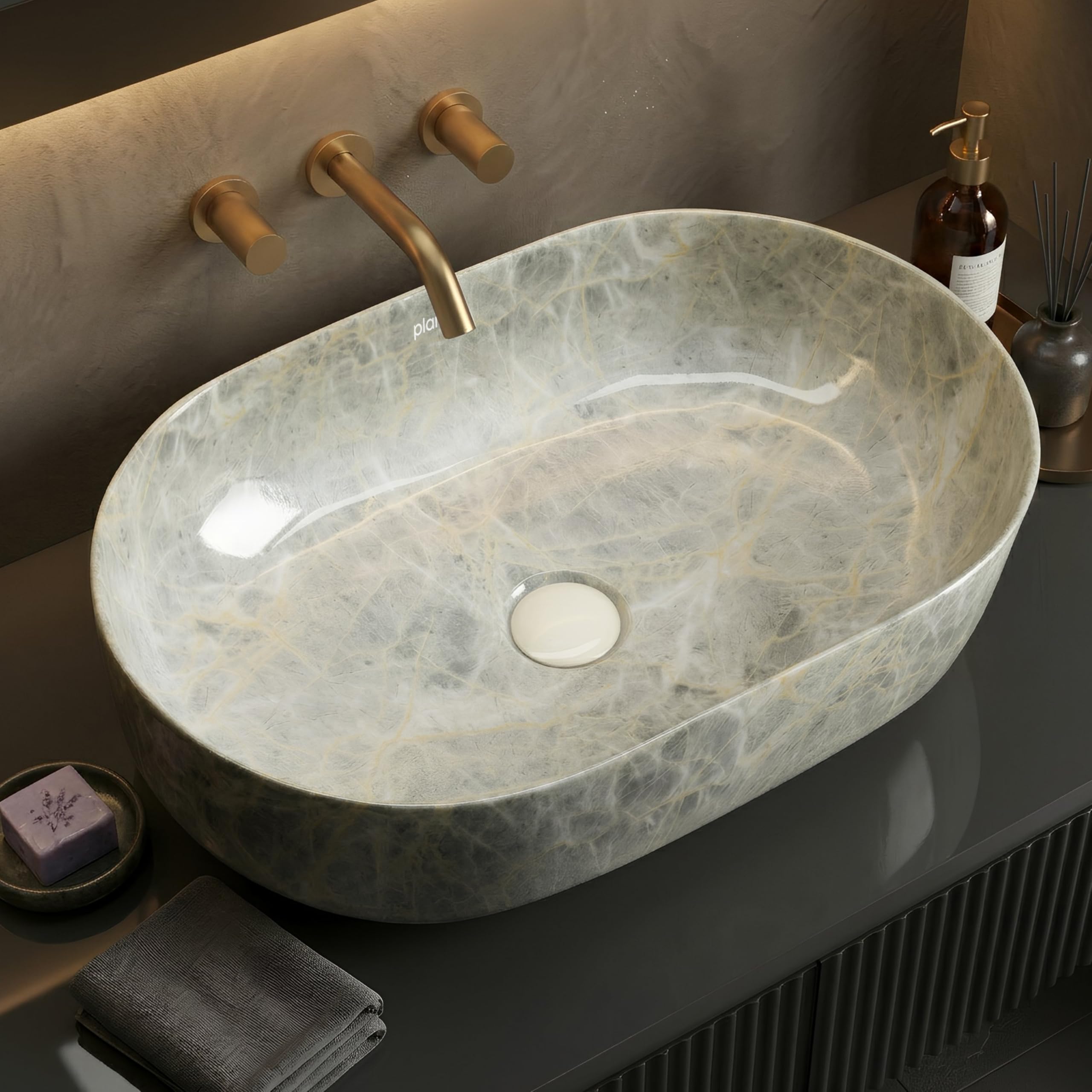 Plantex Tabletop Wash Basin for Bathroom/Designer Ceramic hand Wash Sink/Oval Countertop Wash Basin for Home/Office/hotel (22 x 13.5 x 6 Inch)-image-23