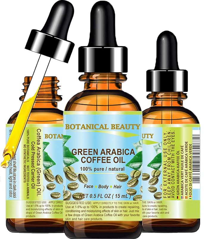 Botanical Beauty Óleo de Café Verde Arábica Brasileiro 100% Puro, Virgem e Não Refinado, 15 mL