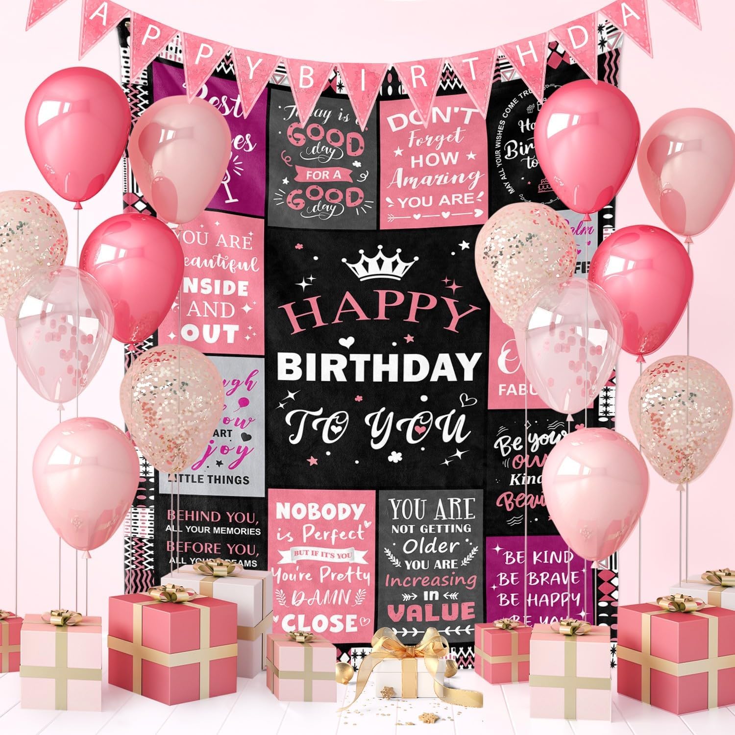 Birthday Gifts for Women - Happy Birthday Decorations Blanket - Gifts for Women Birthday Unique - Womens Birthday Gift Ideas for Her Wife Daughter Mom Sister Grandma - Soft Throw Blanket 60"x80"