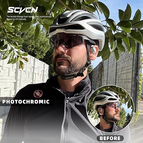 Miniatura 2 de SCVCN Gafas de ciclismo fotocromáticas UV400 de protección para mujeres y hombres, gafas deportivas TR90 MTB para correr, bicicleta de montaña S9A2