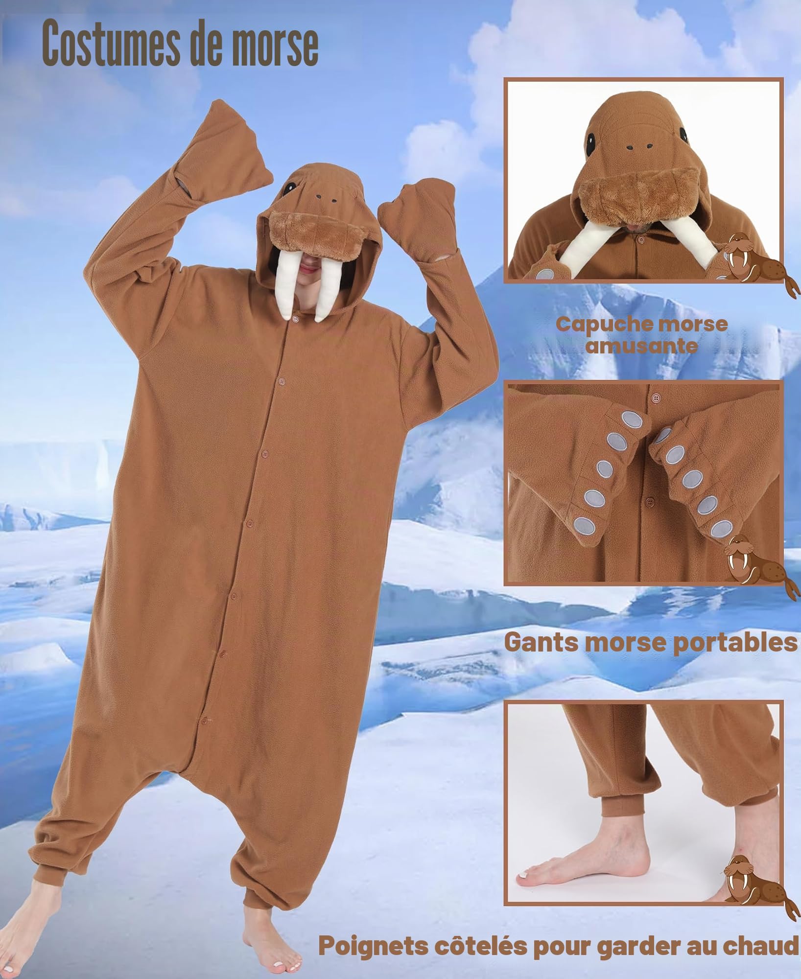 Pyjama Morse Unisexe Rigolo Pyjama Morse Caricatural Morse Costume Cosplay Carnaval de Noël Adulte