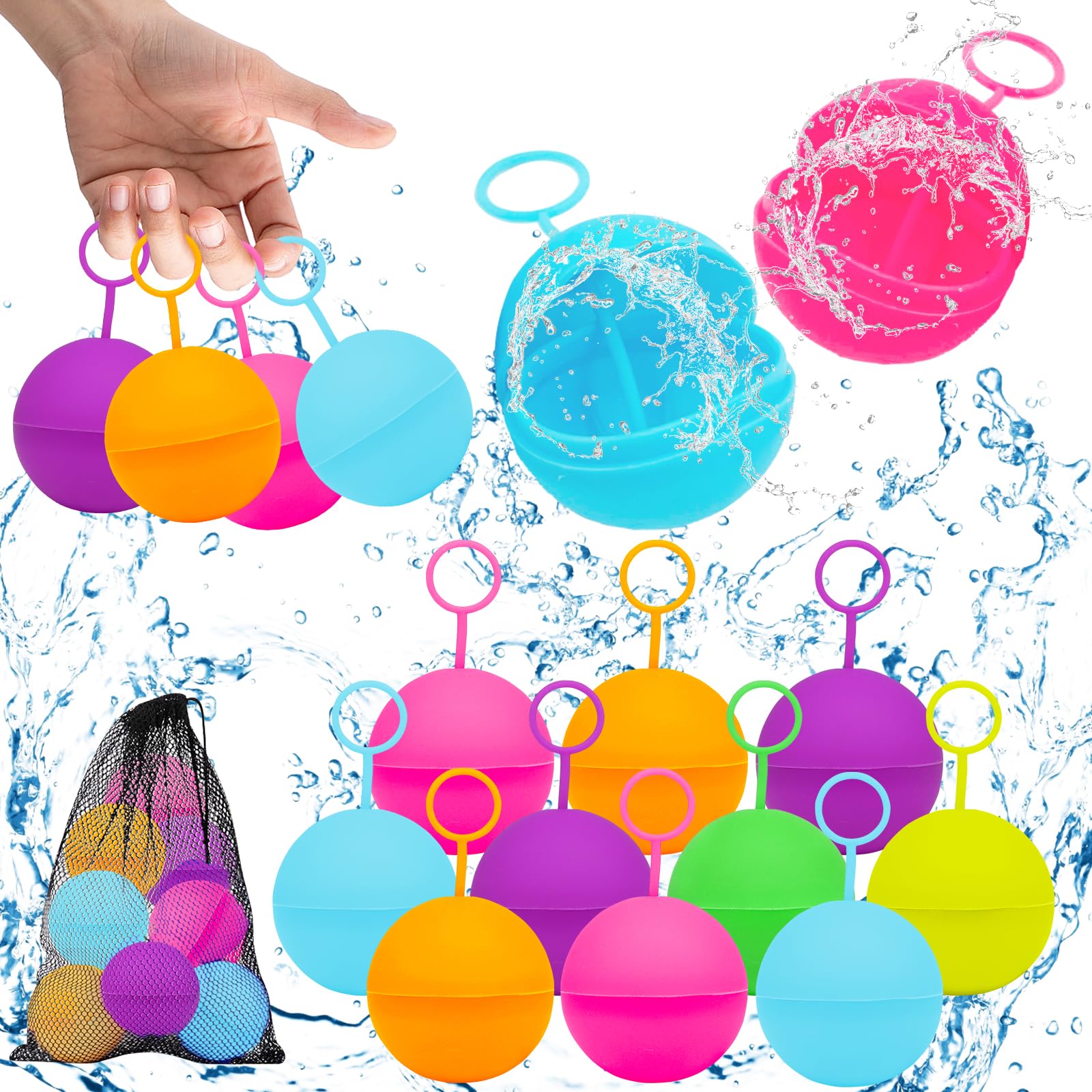 Palloncini Acqua Riutilizzabili In Silicone – 6 Pezzi Per Bambini E Adulti, Gavettoni Autosigillanti Per Battaglie In Piscina, Spiaggia E Giardino, Facili Da Riempire