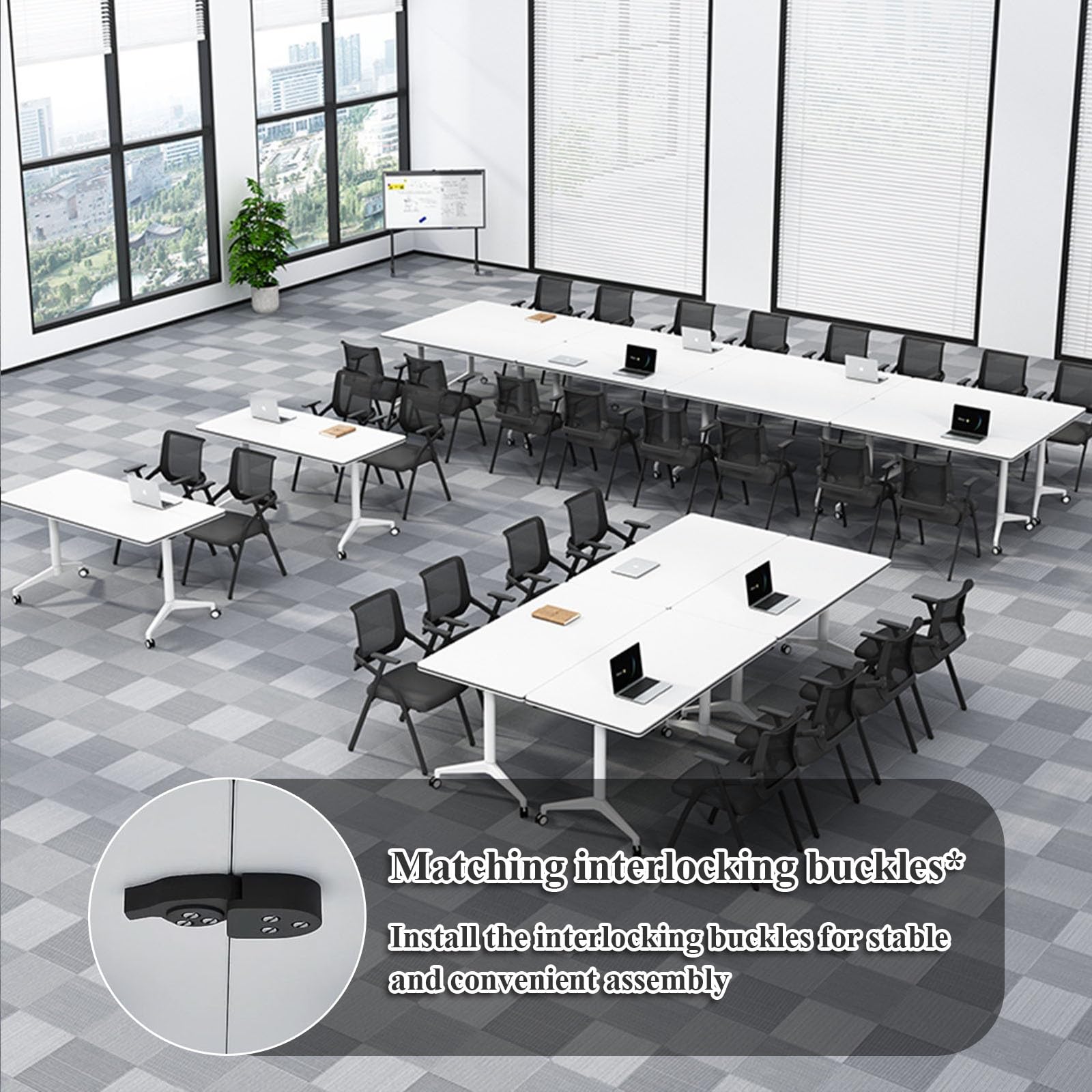 Mobiles, Klappbares Konferenztisch-Set (6 Stück) – Rechteckige Klapptische für Büro, Besprechungsräume und Klassenzimmer – 55 X 24 X 30 Zoll (Ca. 140 X 61 X 76 cm) Modular