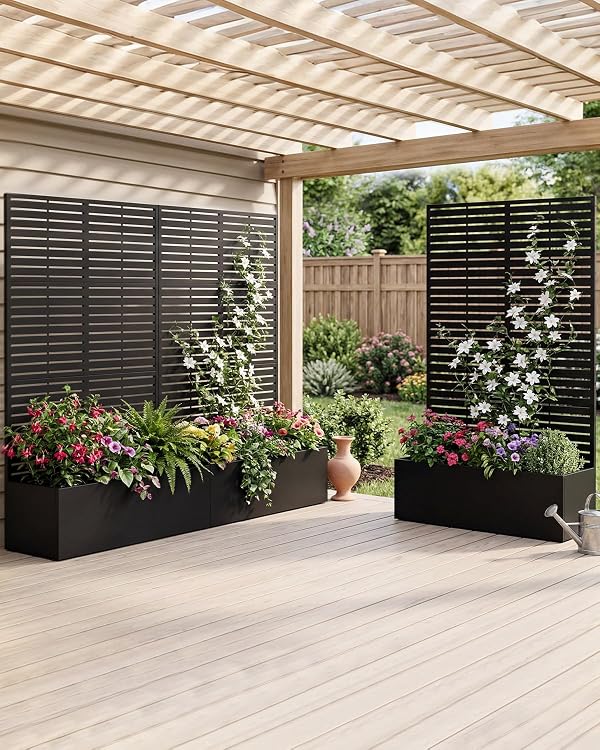 Metal Planter Box with Trellis, 71" H x 44" W x 16" D, Louvered by Garvee - Used condition - Image 7