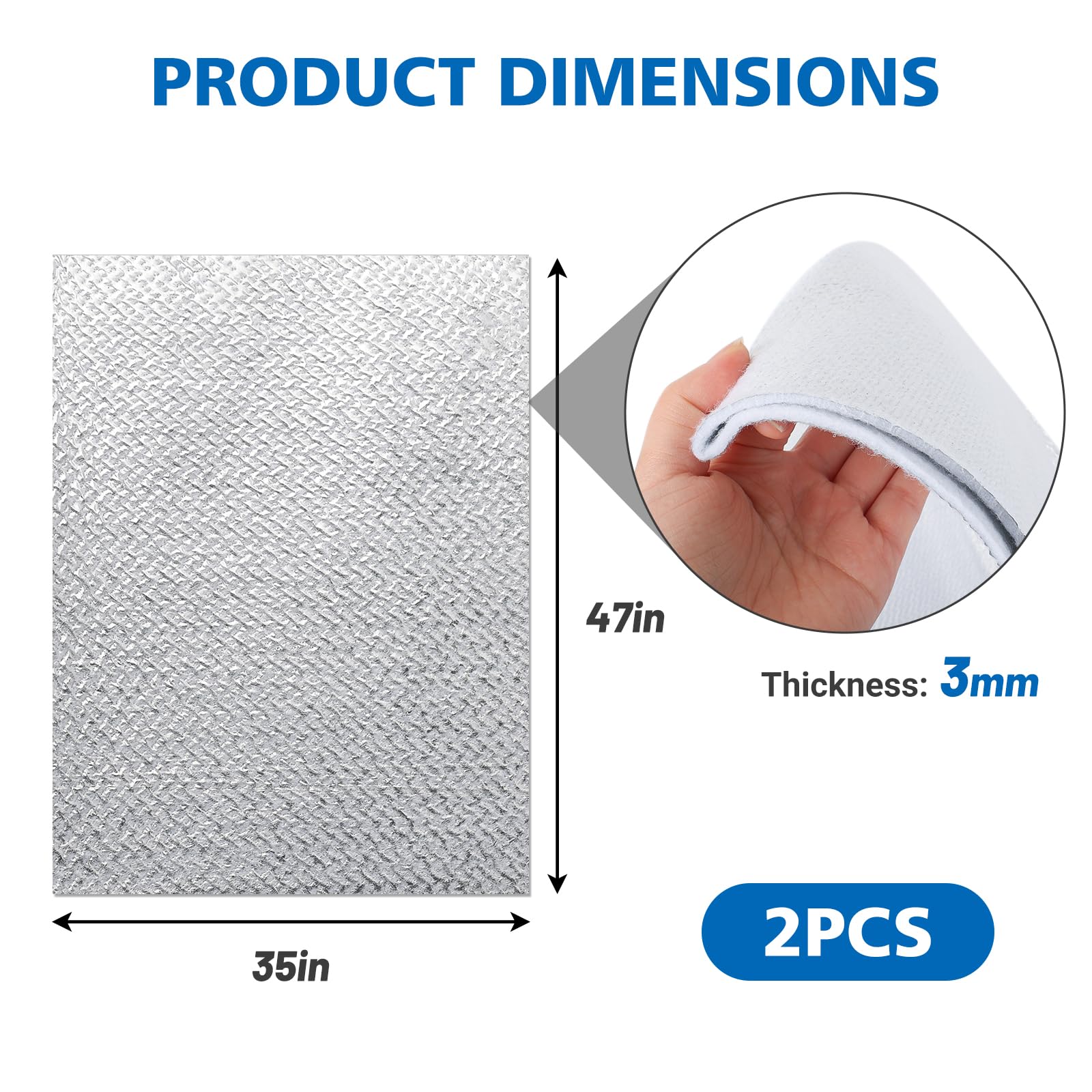 Verdanzia 2 Pack Heat Resistant Batting for Potholders, 35 X 47 Inch Soft Insulated Batting, Heat Reflective Fabric for Sewing,Thermal Lining Batting