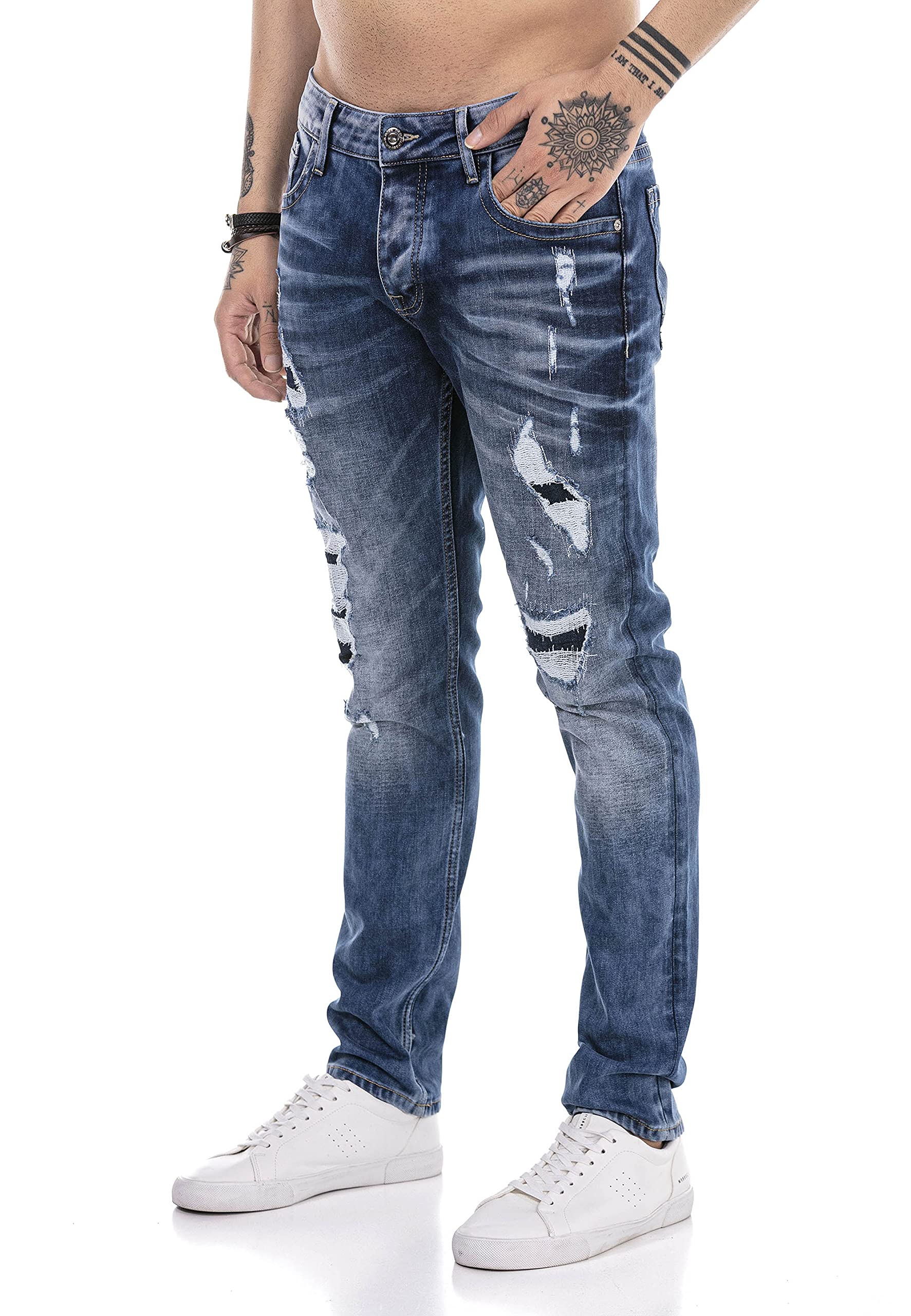 RED BRIDGE Jeans da Uomo Pantaloni Denim Stile Used Destroyed
