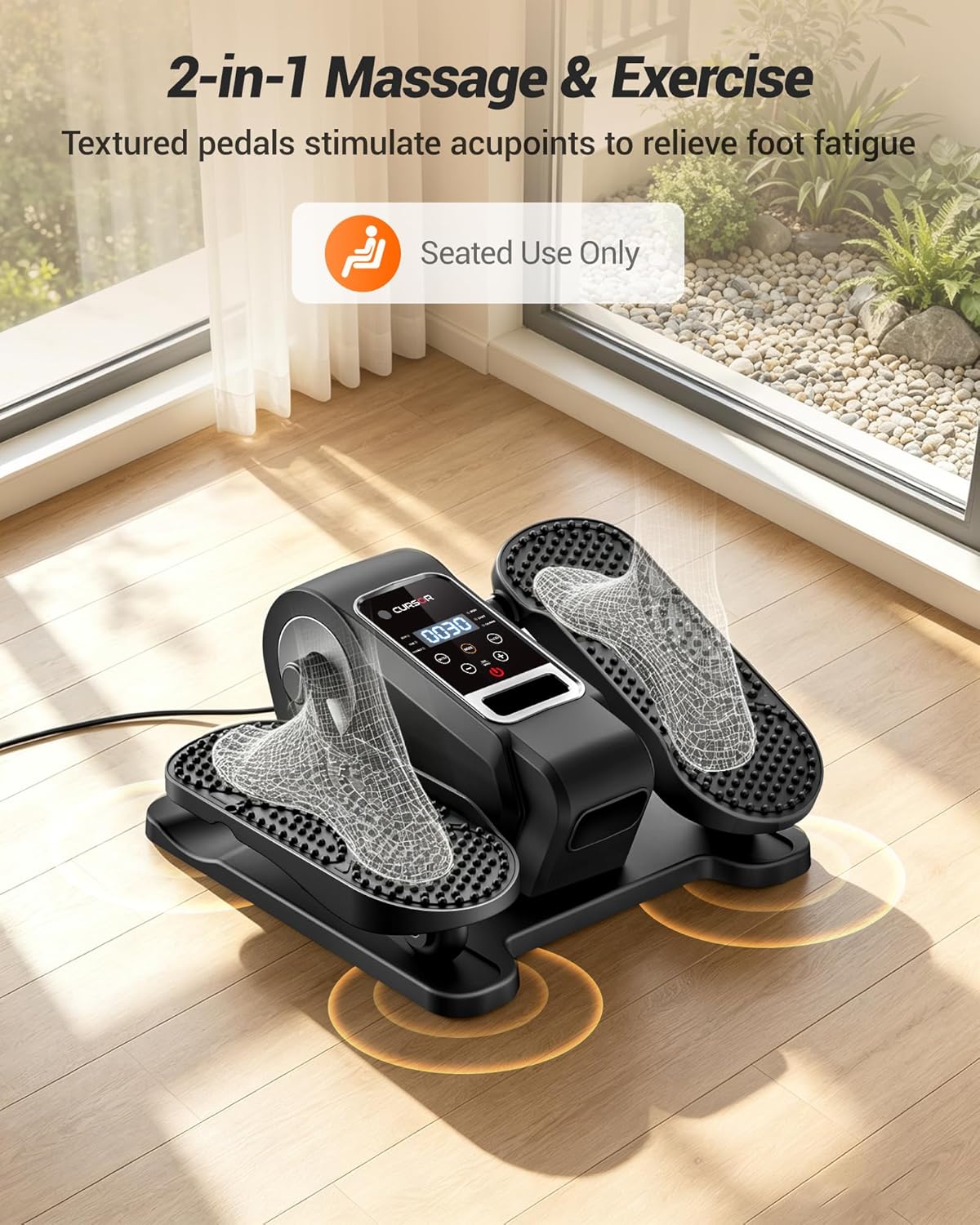 Under Desk Elliptical Machine, Electric Seated Pedal Exerciser, Quiet Leg Exerciser While Sitting for Seniors, Mini Portable Leg Exercise Machine with Remote, Adjustable 12-Speeds, Manual & Auto Mode