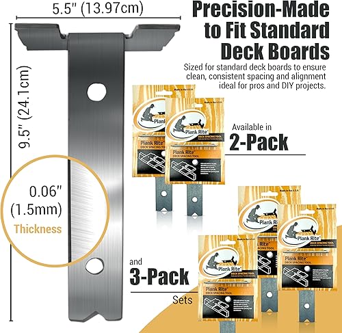 Miniatura 6 de Herramienta de separación y fijación de cubiertas de acero, paquete de 2 para uso con tablas de cubierta de 5-12 pulgadas, funciona para madera