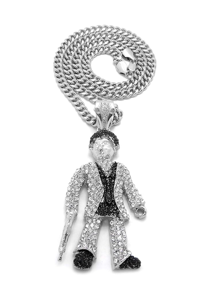 BLINGFACTORY Hip Hop Iced White Gold Plated Scarface Pendant