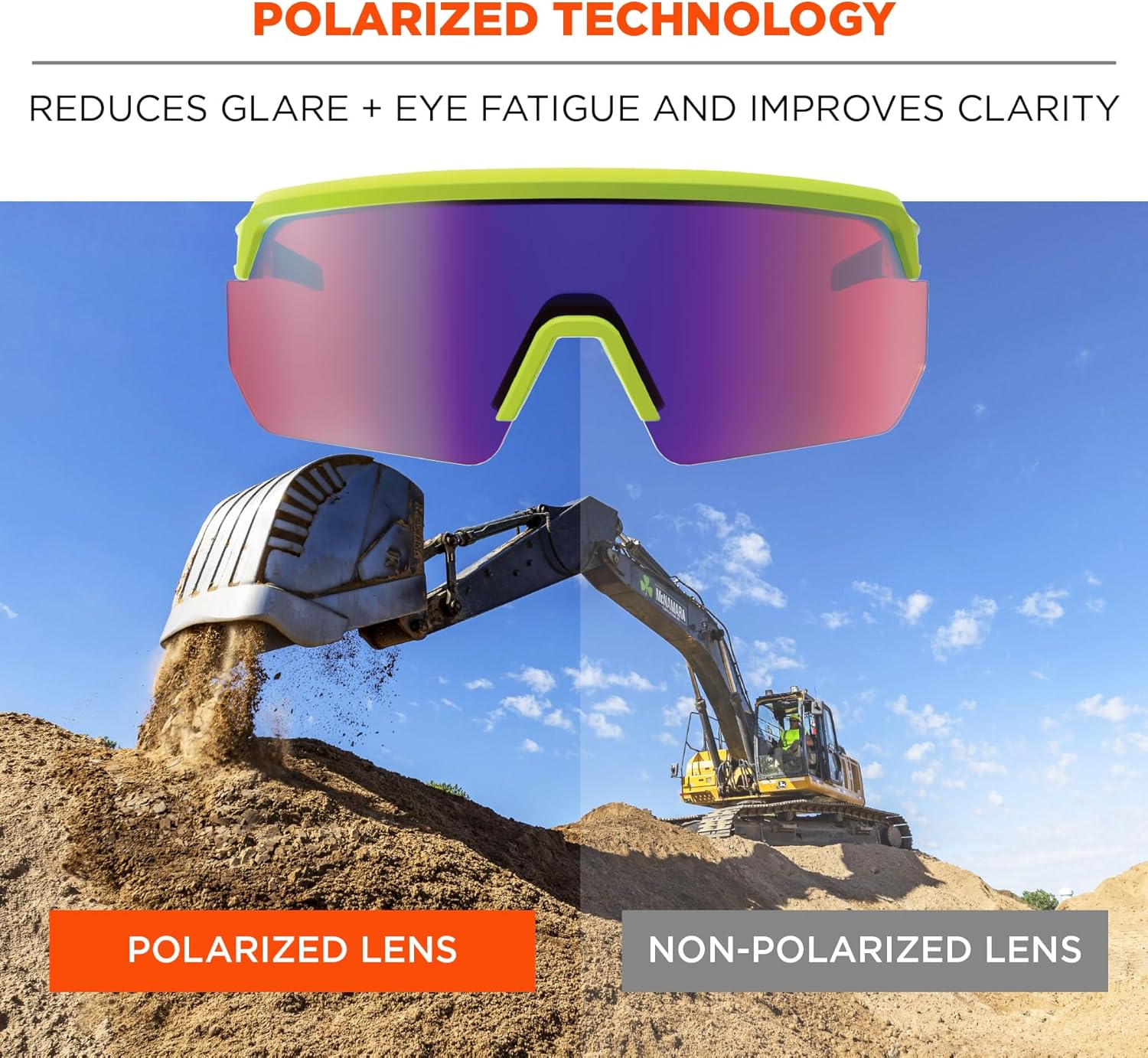 Ergodyne Skullerz AEGIR Polarized Safety Sunglasses with Fog Off+, Anti Fog Safety Glasses, Anti Scratch Mirror Lens