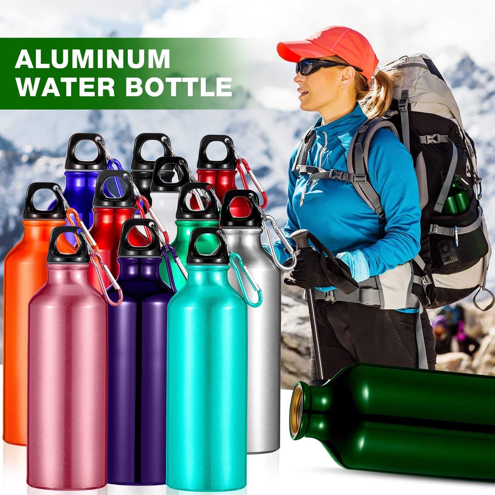 Gandeer 16 Pcs Aluminum Water Bottle Bulk 17 oz Reusable Backpacking Leak Proof Water Bottles with Buckle and Twist Cap for Camping Sports Travel(Dark Colors) : Sports & Outdoors