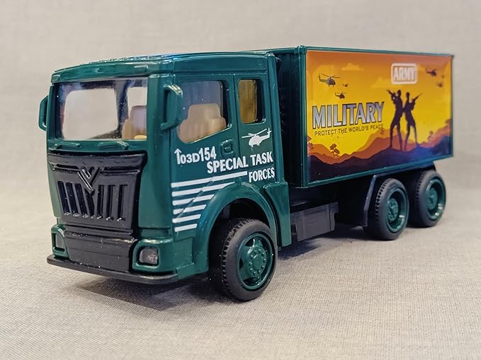 Stylbase Kids' Vehicle Toy | Friction-Powered Wheel Truck Scale Model Mini Auto Toy Truck | Boys and Girls Ages 1-5 (Military TRCK)