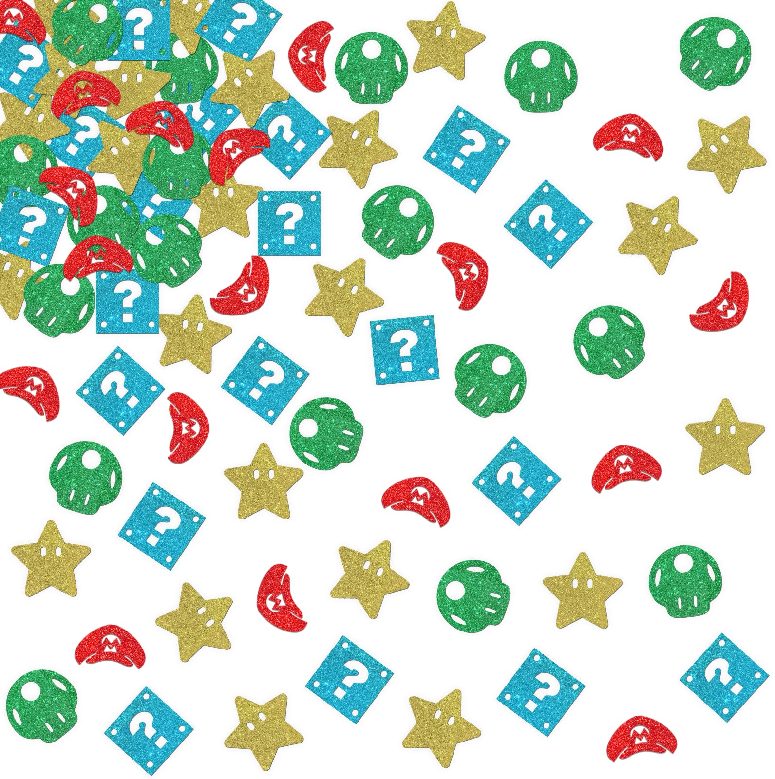 120pcs Mario Confetti - Mario Themed Table Decoration Scatters - Kid's Events Birthday Party Favors Kit - Mario Confetti for DIY Crafts