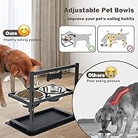 Vista 5 de Cuencos elevados con comedero lento para perros grandes y medianos, soporte elevado, ajustable y antideslizante con 2 cuencos de acero inoxidable