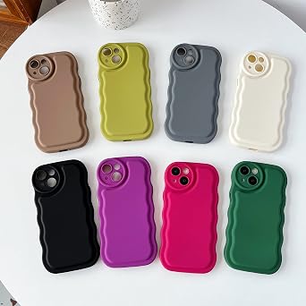 Caseative for iPhone 11 Case,Solid Color Curly Wave Frame Soft Compatible with iPhone Case (Black,iPhone 11)