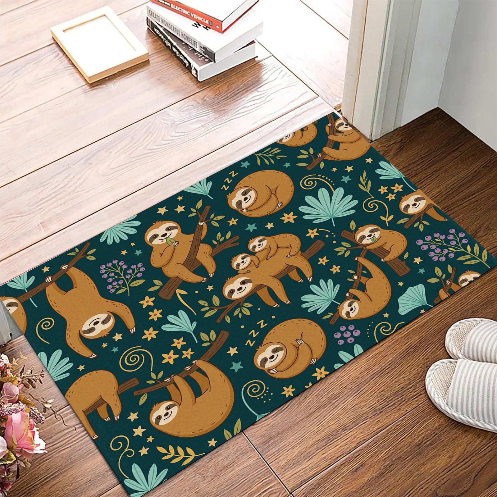 Tapis entrée intérieur paillasson 50x80cm lavable pour cuisine et couloir