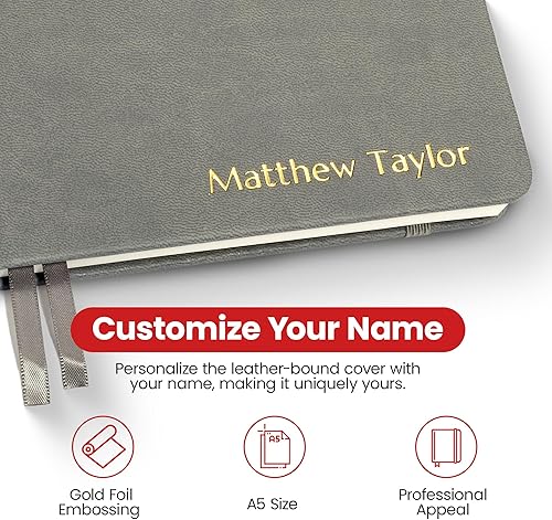 Miniatura 3 de Promot Cuaderno personalizado  Cuaderno de escritura A5 de alta calidad con texto en relieve personalizado con lámina metálica dorada, 192 páginas,
