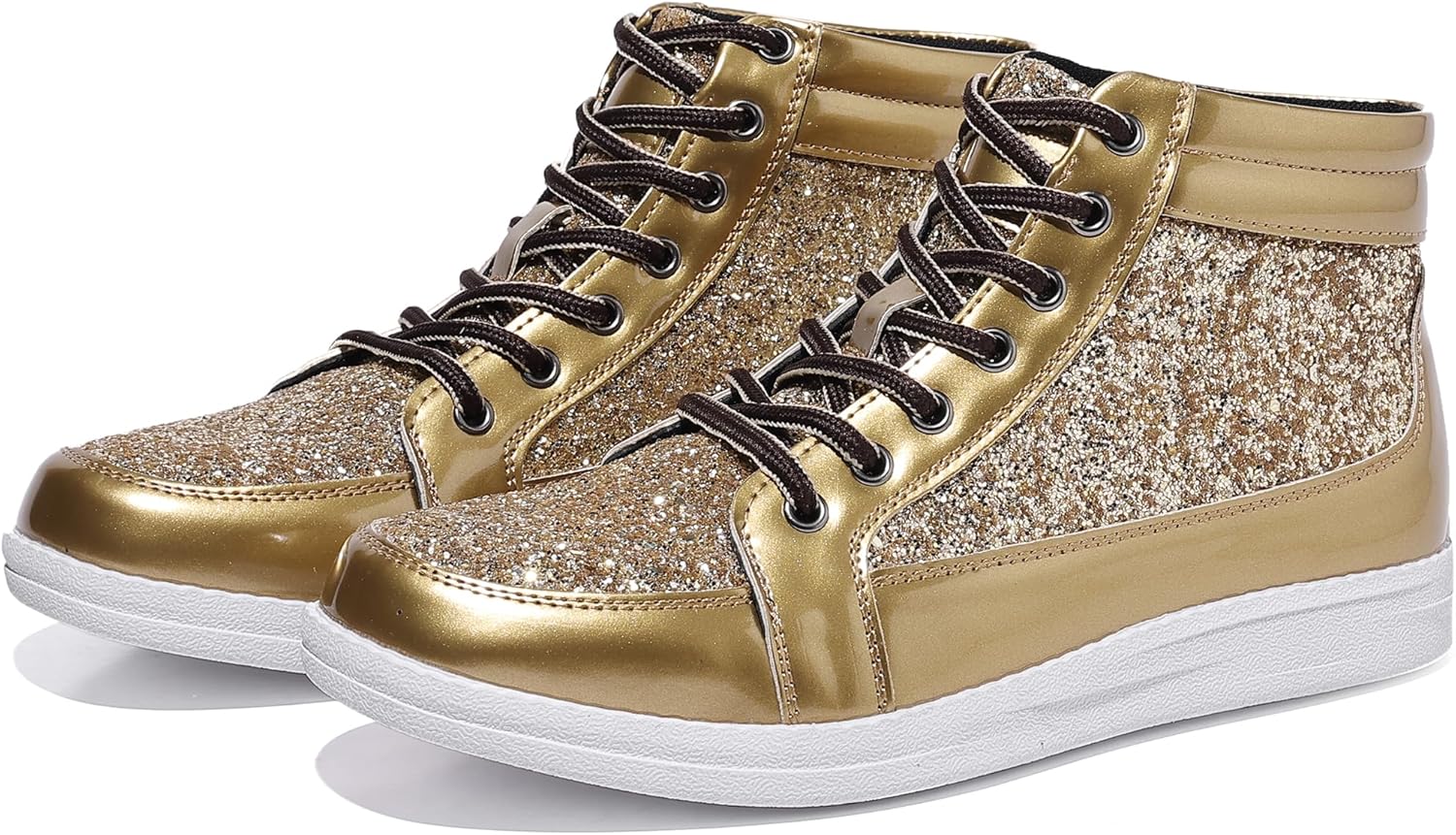 Trsorini Mens Glitter Sparkly Shoes Bling Sequin Lace Boots Fashion Sneakers High Top Casual Shiny Shoes - Image 5