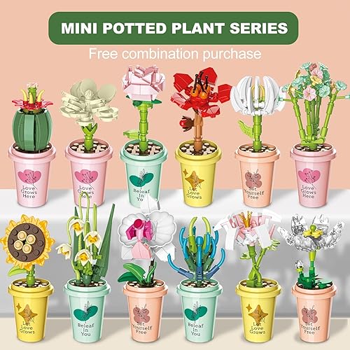 Miniatura 5 de HDXER Bloques de construcción de flores, flores artificiales Jaki, bloques de construcción botánicos, juguetes para el día de la madre, San