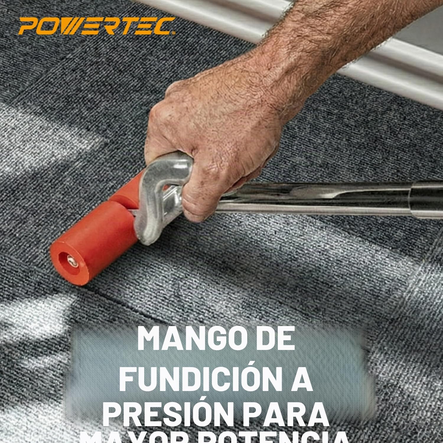 POWERTEC Rodillo Suelos de Vinilo, Azulejos y linóleo con Mango Extensible, 7.5 Pulgadas de Ancho para LVP, Chapa, Alfombra, revestimientos de Pared, 1 Paquete (71033), Plata/Rojo, 17"-27" Extendable