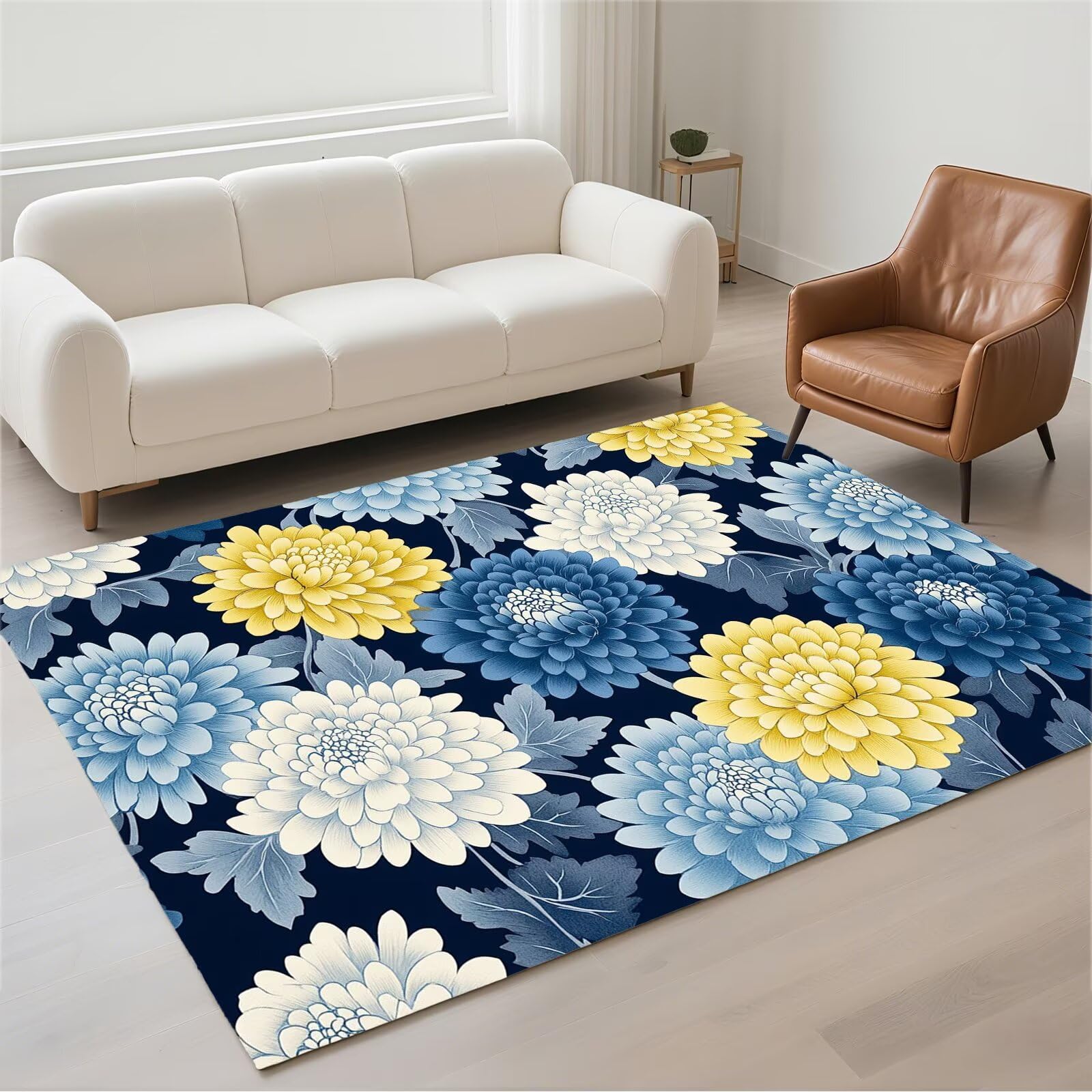 Tapis salon imperméable anti-tache grand tapis lavable en machine antidérapant 80x150