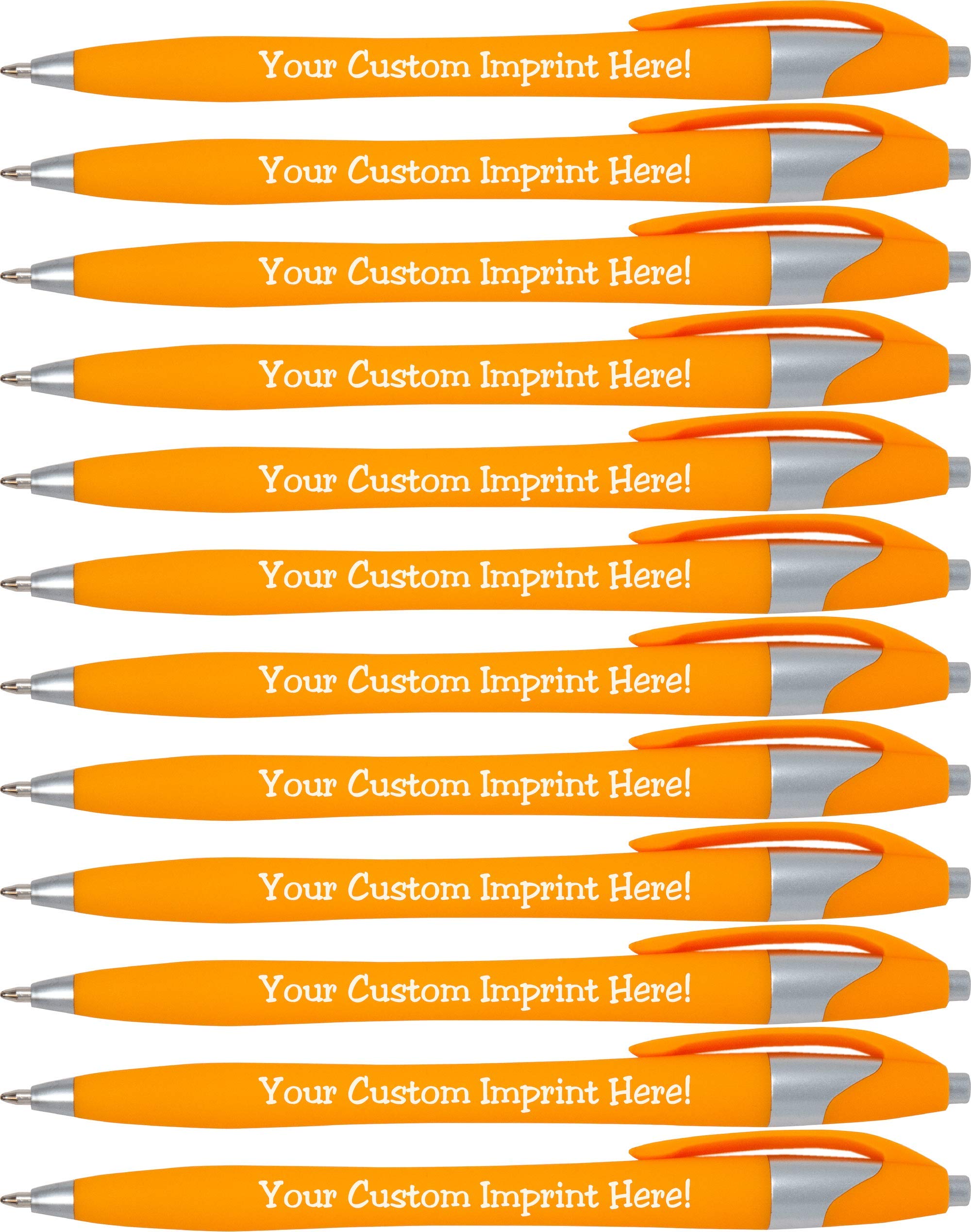 Express Pencils Custom Colored Ink Pens Soft-touch | Neon Ink Colors | Personalized Imprinted Message of Choice - 12 pcs/pack (Neon Orange)