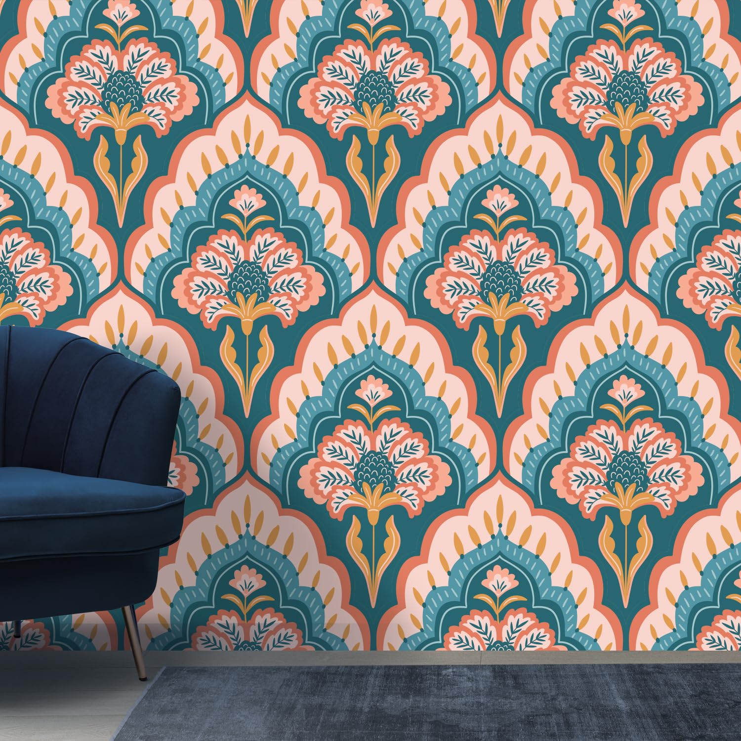 PAPER PLANE DESIGN Abstract Traditional Exquisite Ethnic Wall Mural Wallpaper. Full Wall Coverage. (Ds24) (12 X 15 FEET, Canvas Texture - Non Adhesive)