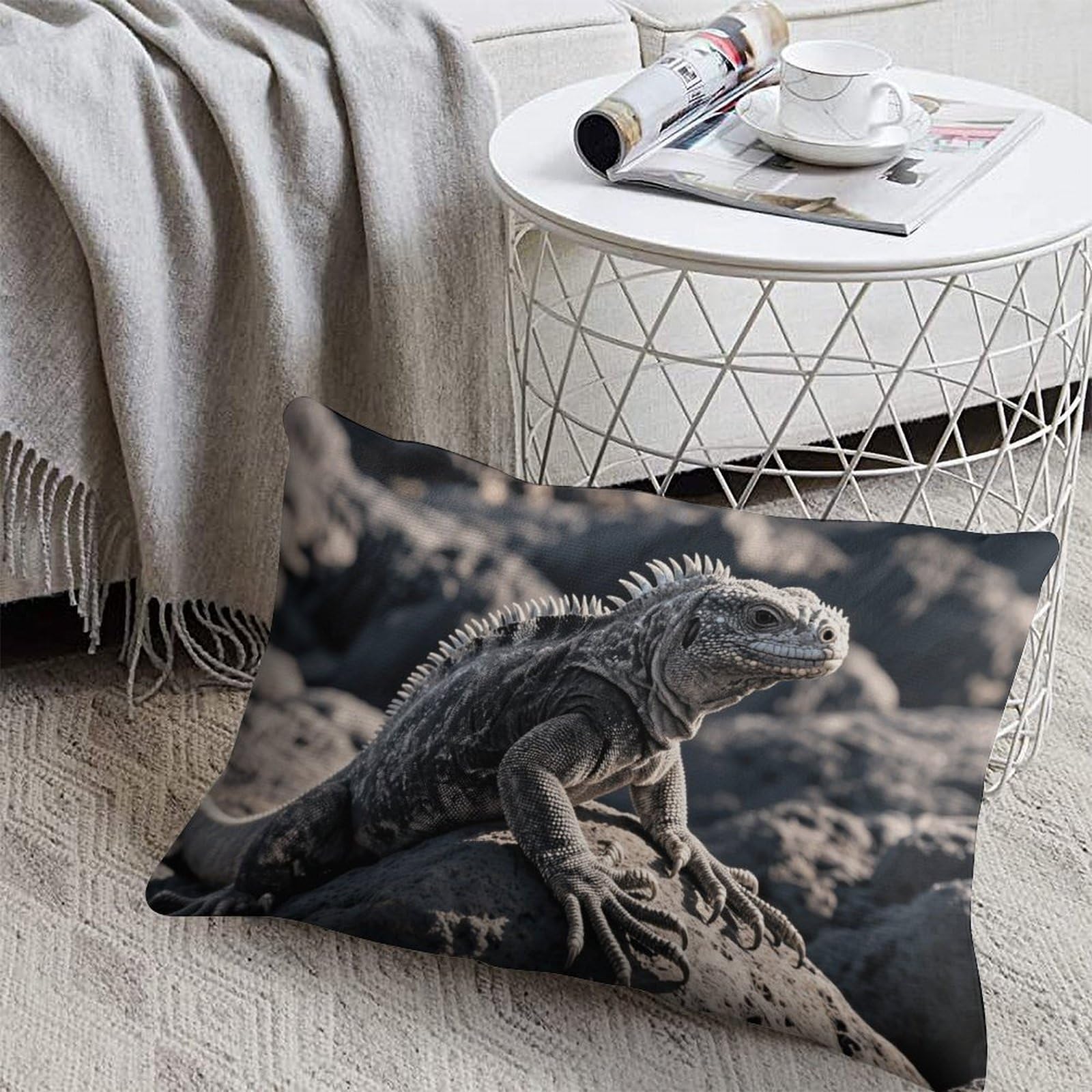 FodPand Decorative Throw Pillow Covers 8x12 Short Plush MarineIguana Body Pillowcase Cushion Cases with Invisible Zipper Rectangle Lumbar Pillow Shells for Sofa Couch Chair Bed Home Decor