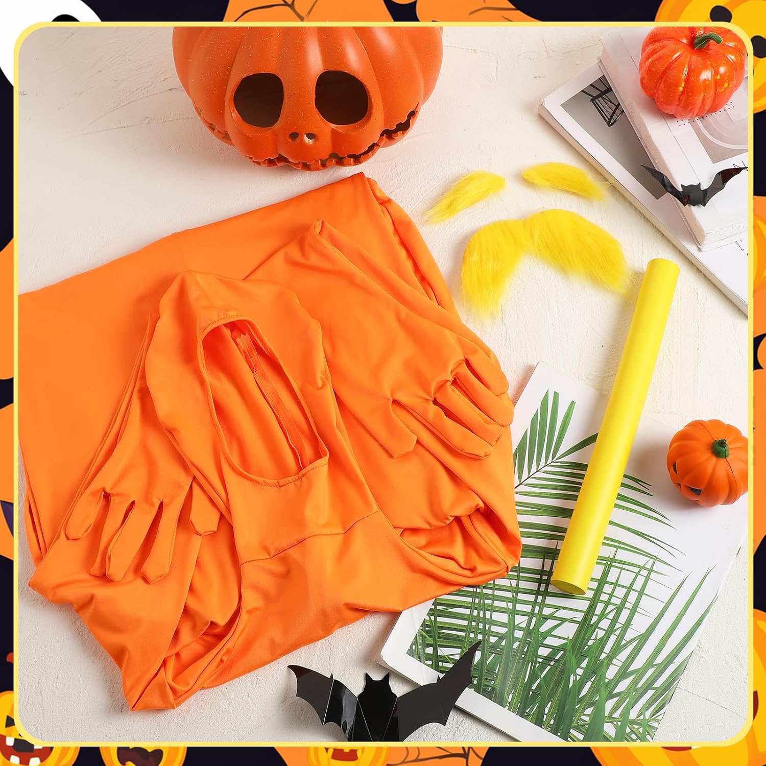 Orange Bodysuit Costume Halloween Party Cosplay Set