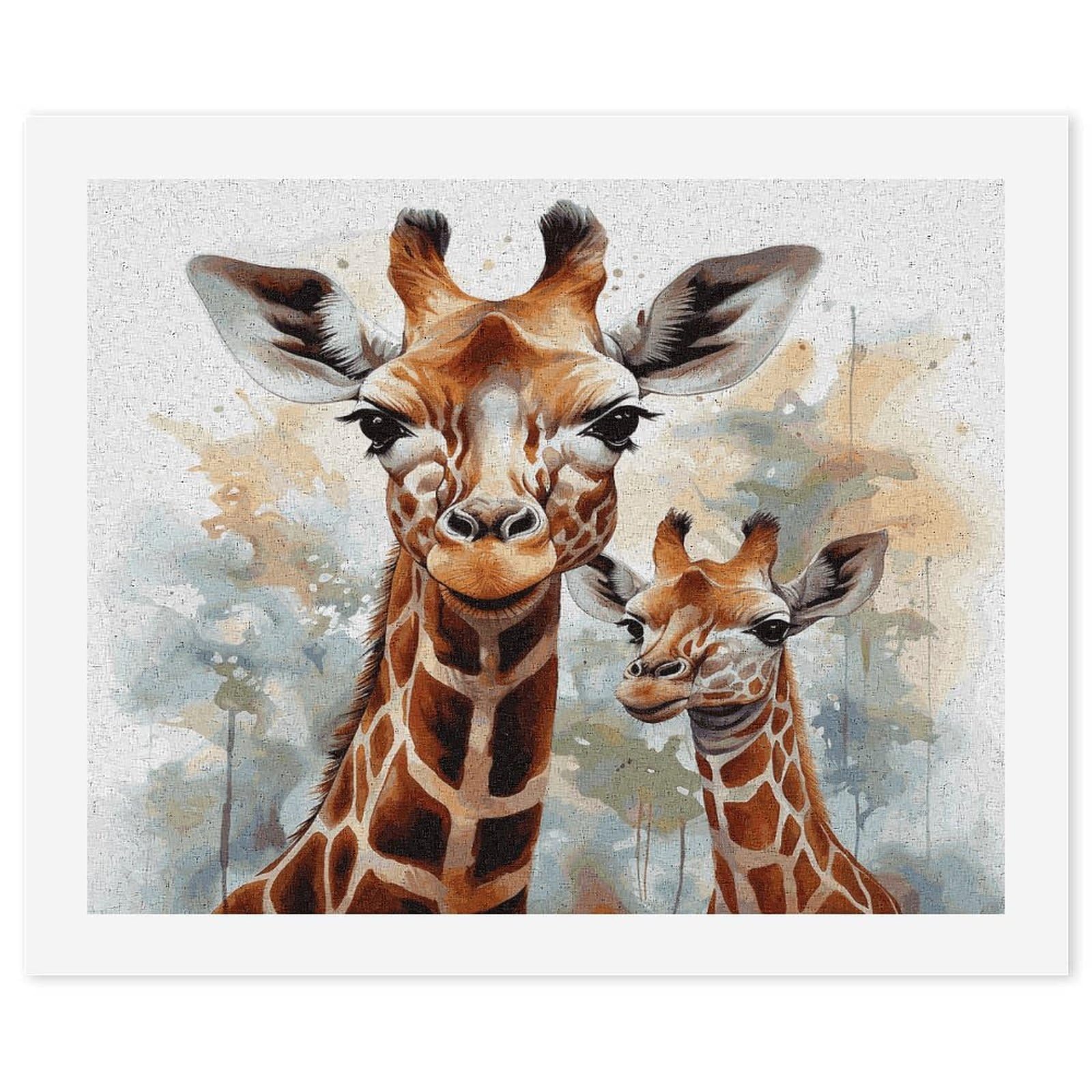 LDGSUPH Watercolor Deer Giraffe Paint by Numbers Kits for Adults Beginners Exquisite Digital Oil Painting Kits Painting Anti-fading Canvas Wall Art DIY Gift for Home Wall Decor