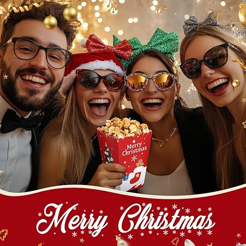 Miniatura 5 de Baderke 24 cajas de palomitas de maíz de Navidad, mini caja de dulces de Navidad, caja de golosinas de galletas, muñeco de nieve, Papá Noel, copo de