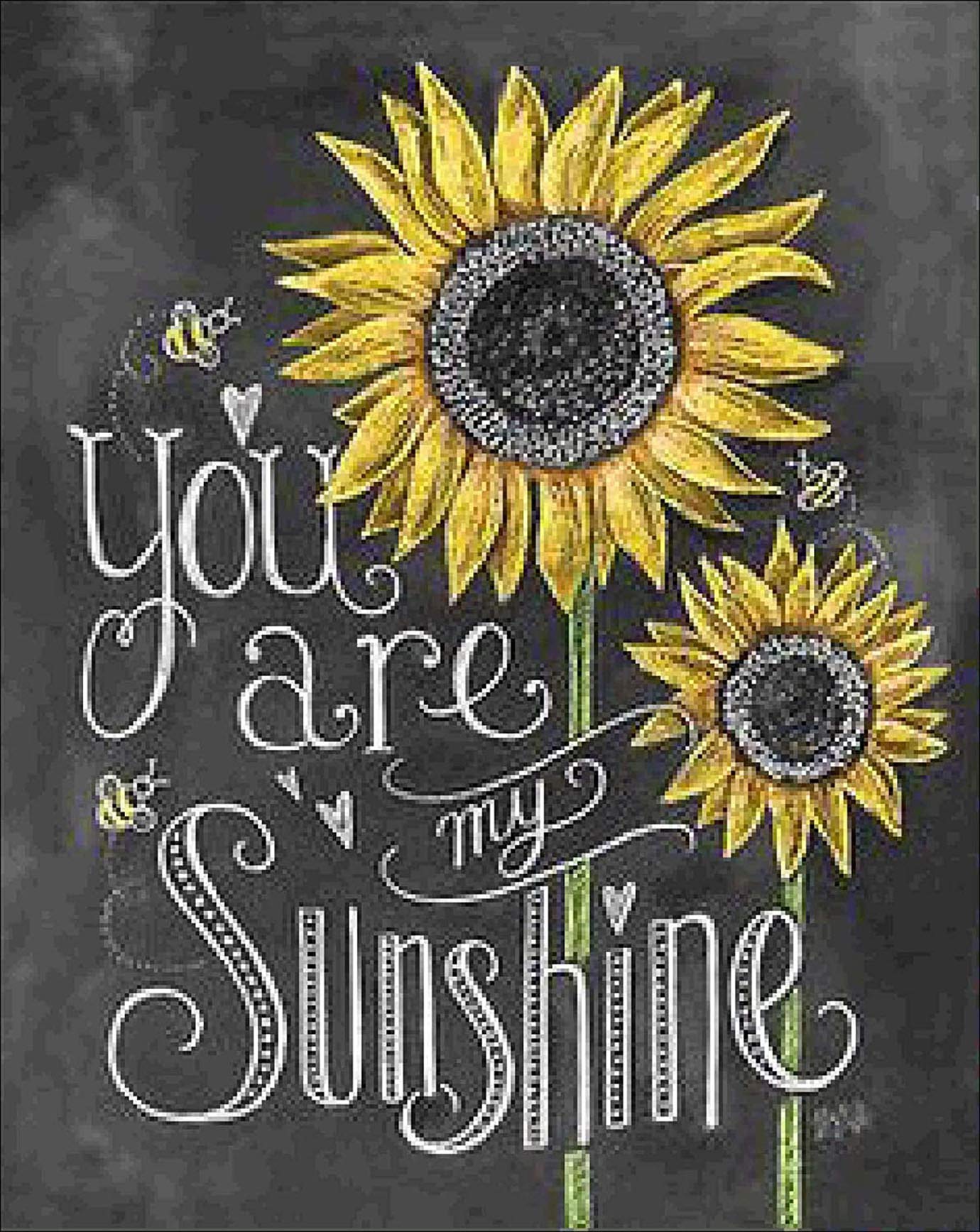 Reofrey 5D Diamond Painting Kit Sunflower Letters Full Drill, Paint with Diamonds Art Rhinestone Embroidery Cross Stitch Craft Decor (30x40 cm/ 12x16 inch)