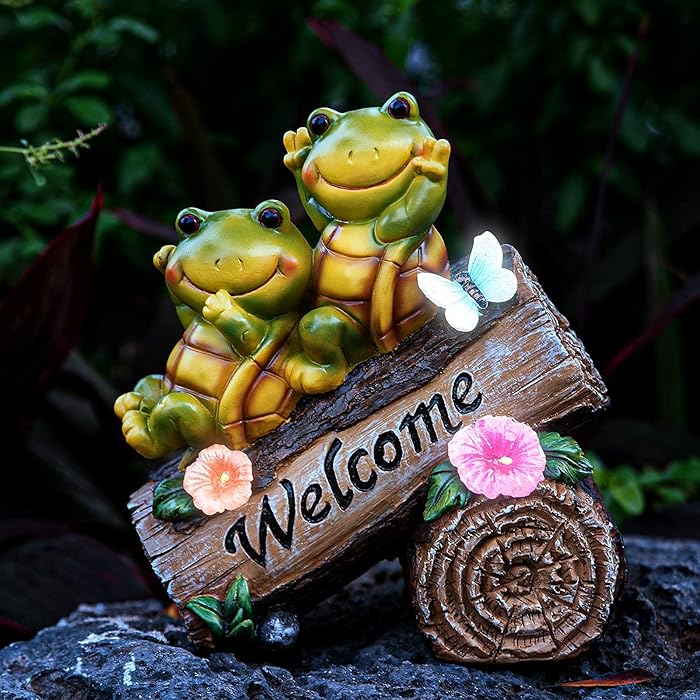 Buy TAUPOS Garden Statue Turtles Figurine, Resin Cute Turtles on Log