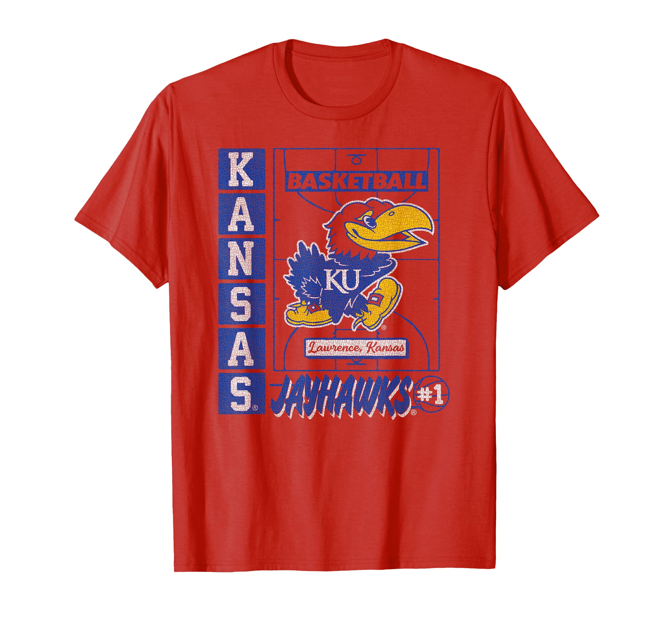 Kansas Jayhawks Basketball Vintage Court Red T-Shirt