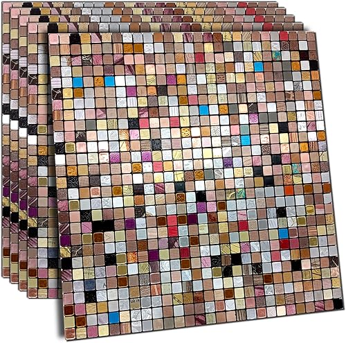 XUANINY Azulejos de protección contra salpicaduras para cocina, baño, chimenea, mosaico de aluminio metálico autoadhesivo (11.81 x 11.81 pulgadas)