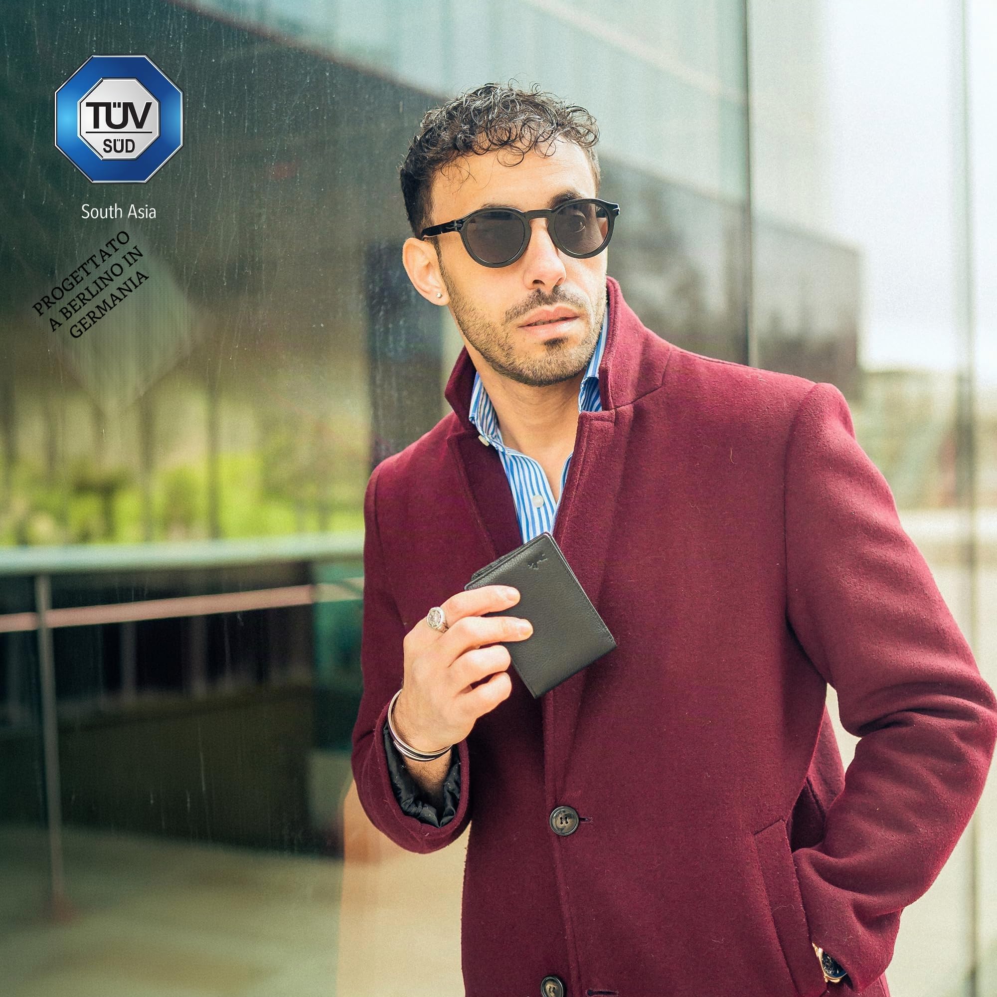 Berliner Bags Portafoglio Uomo Pelle Kees, Slim Compatto Bifold con Portamonete, Porta Carte e Protezione RFID – Nero
